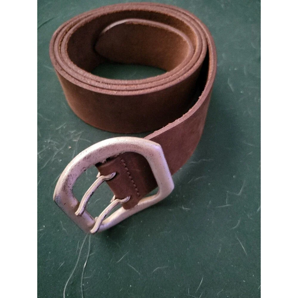 Frye Leather Belt Brown Women's Large Silver Double Buckle